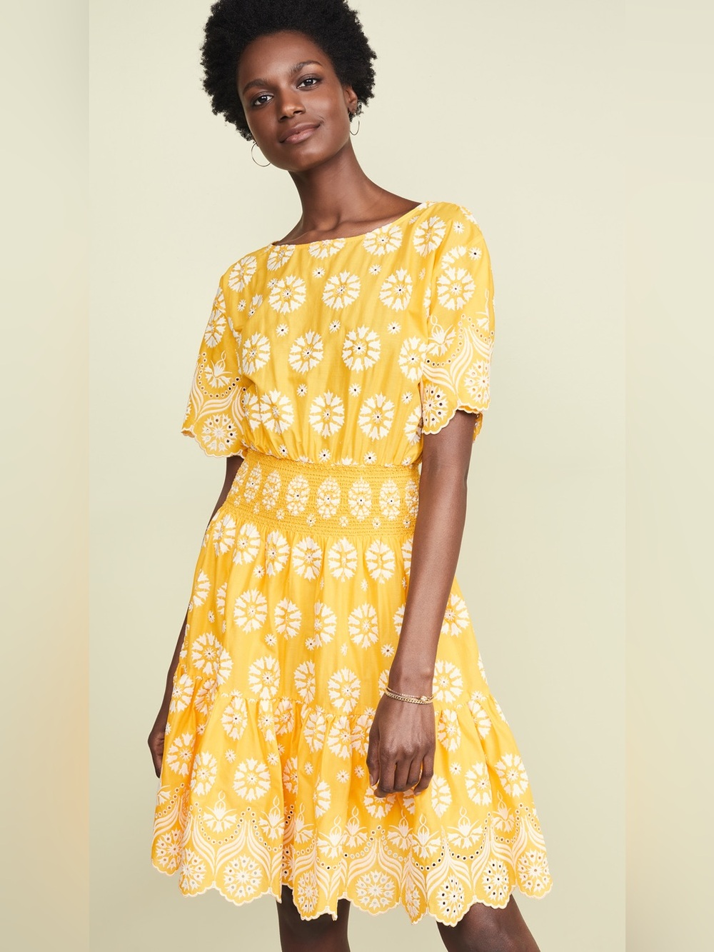 Tory Burch Embroidered Yellow Dress